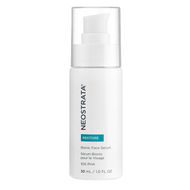 A 30 mL white pump bottle of NeoStrata Bionic Face Serum from the Restore line. The packaging features a teal 
