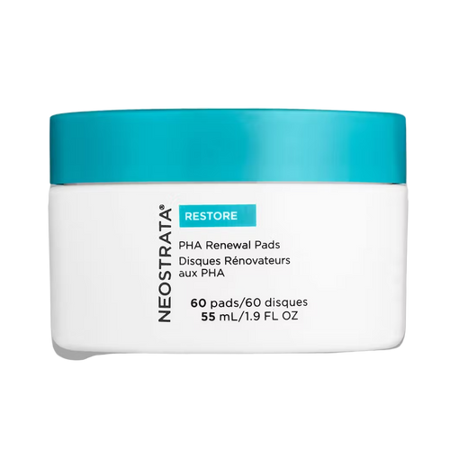NeoStrata Restore PHA Renewal Pads (60 pads/discs). Pre-soaked pads that provide gentle daily exfoliation and hydration, preparing skin for better absorption of serums and moisturizers.