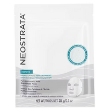Load image into Gallery viewer, NeoStrata Restore Pure Hyaluronic Acid Biocellulose Mask (single-use, 20g). This sheet mask with 0.15% Hyaluronic Acid provides intense hydration and replenishment to leave the skin feeling plump and revitalized.
