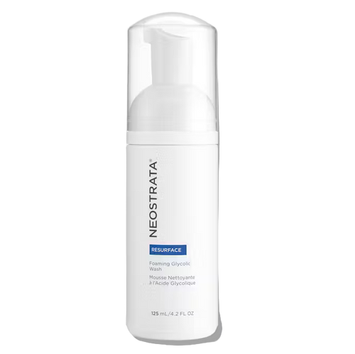 NeoStrata Resurface Foaming Glycolic Wash (125mL). An exfoliating foaming cleanser formulated with Glycolic Acid to help refine skin texture, cleanse pores, and promote clear, fresh skin.
