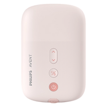 Load image into Gallery viewer, Front view of the light pink Philips Avent electric breast pump motor unit with digital control buttons
