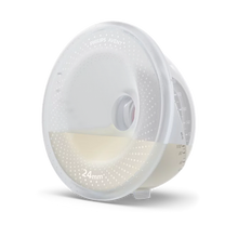 Load image into Gallery viewer, Front view of the 24mm Philips Avent hands-free breast pump silicone cushion and shell.
