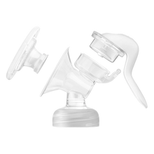 Load image into Gallery viewer, Exploded view diagram displaying the individual disassembled parts of a Philips Avent manual breast pump against a white background.
