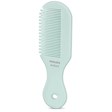 Load image into Gallery viewer, Philips Avent rounded baby hair comb in light blue with smooth teeth for sensitive scalps, available with free delivery across Malta &amp; Gozo.
