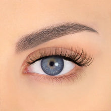Load image into Gallery viewer, Pinky Goat KEONA false lashes worn on eye showing a soft natural wispy curl
