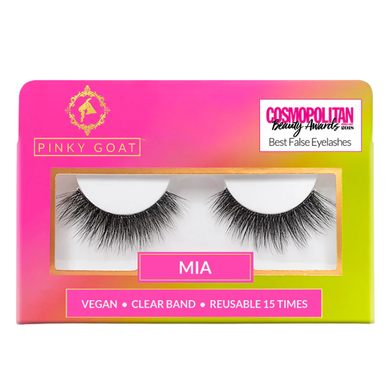 Pinky Goat MIA lash with lash extension effect, vegan, ultra curly, with a clear band and natural volume.