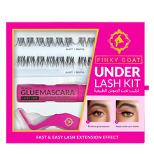 Load image into Gallery viewer, Pinky Goat Under Lash Kit packaging with glue mascara, applicator, and lash clusters.
