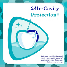 Load image into Gallery viewer, Educational icon illustrating 24-hour cavity protection for children’s teeth when following a healthy diet and brushing twice daily.
