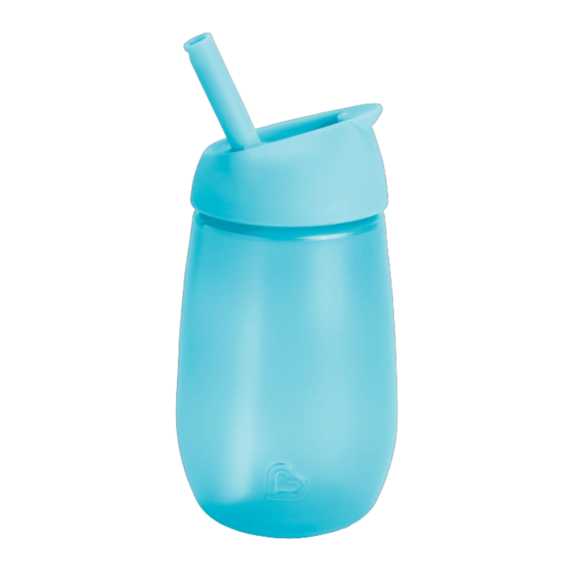 Simple Clean Straw Cup in blue with 10oz/296ml capacity for 12m+ toddlers. Features a spill-proof valve, easy-clean straw, and sleek, BPA-free design.