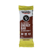 Load image into Gallery viewer, Vitaldin all-natural energy bar cashew and banana flavour, no added sugar
