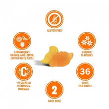 Load image into Gallery viewer,  Vitaldin Kids Multivitamin Gummies with 11 vitamins and minerals, gluten free, 70 units per bottle, 2 daily dose, fruit flavours.
